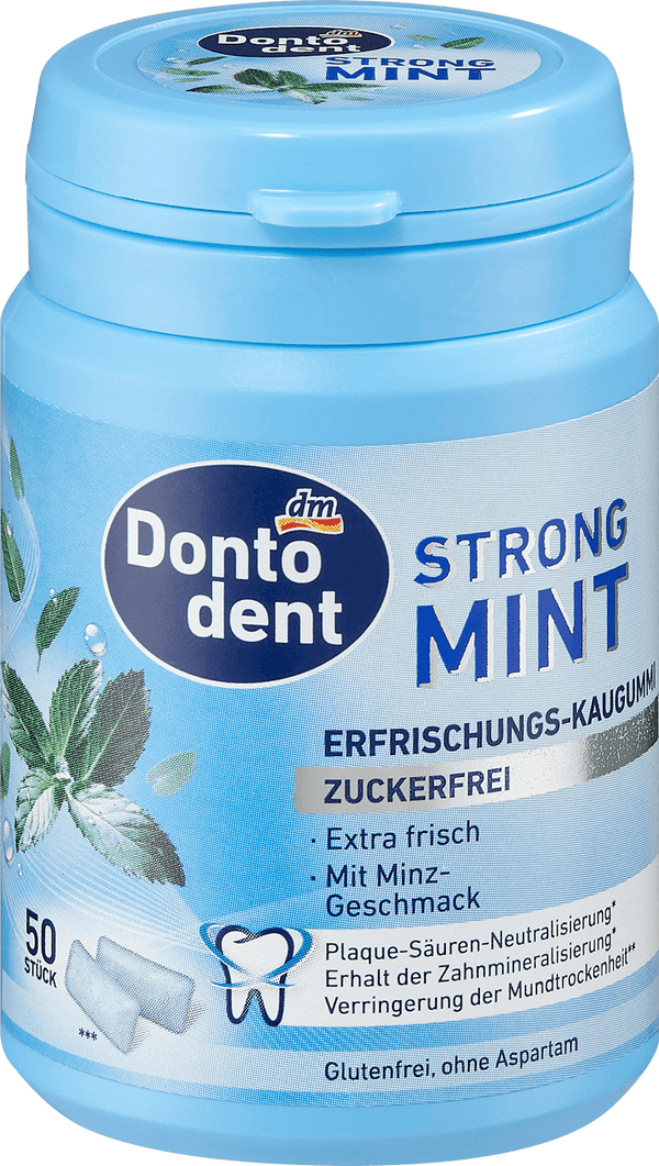 Dontodent Strong Mint Refreshing Chewing Gum (50 Pieces)