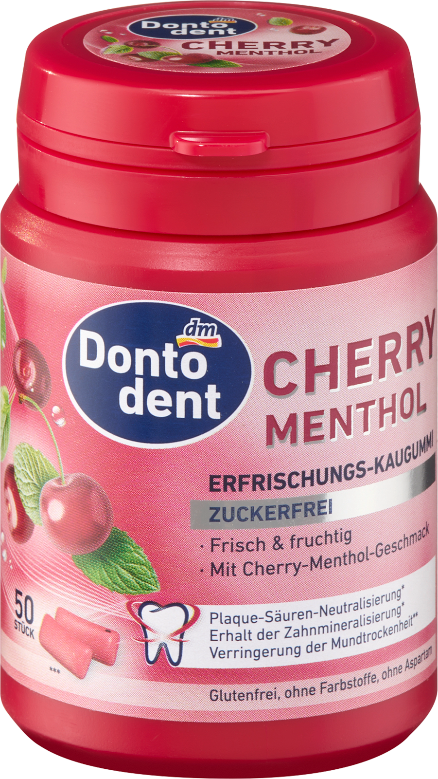 Dontodent Cherry Menthol Refreshing Chewing Gum (50 Pieces)