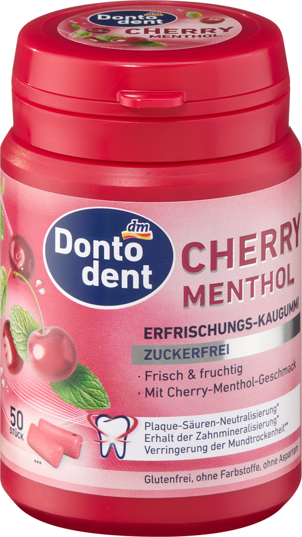 Dontodent Cherry Menthol Refreshing Chewing Gum (50 Pieces)